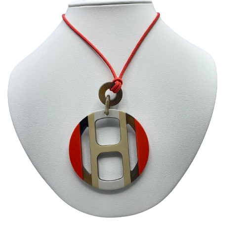 Pre-Owned Hermes H-Equip Pendant Buffalo Horn Lacquer