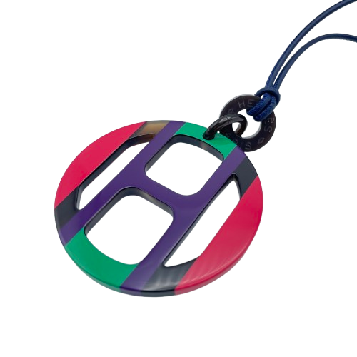 Pre-Owned Hermes H-Equip Pendant Buffalo Horn Lacquer
