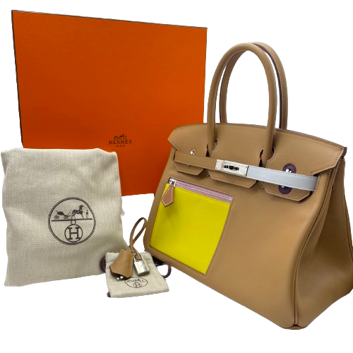 Hermes Birkin colormatic 30 chai/lime/cashsis swift silver metal fittings b 새겨 져