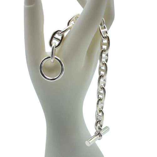 Pre-Owned Hermes Chaine Dunkle Bracelet MM Silver 925