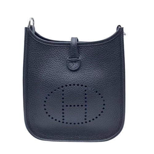 Pre-Owned Hermes Evelyn TPM Noir Torillon Clemence Silver Fittings W Engraved