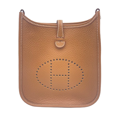 Pre-Owned Hermes Mini Evelyn TPM Gold Torillon Clemence Silver Metal Fittings W Engraved