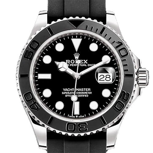 劳力士 Yacht-Master 226659 黑色橡胶带 黑白金