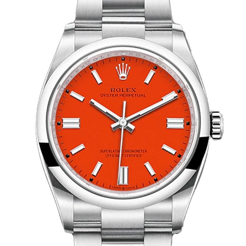 Pre-Owned Rolex Oyster Perpetual 126000 Oyster Bracelet Coral Red