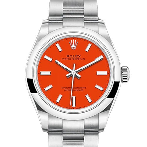 Pre-Owned Rolex Oyster Perpetual 277200 Oyster Bracelet Coral Red