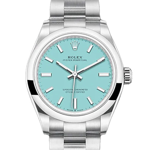 Pre-Owned Rolex Oyster Perpetual 277200 Oyster Bracelet Turquoise Blue
