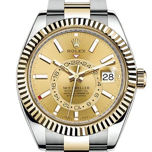 Pre-Owned Rolex Sky Dweller 326933 Oyster Bracelet Champagne