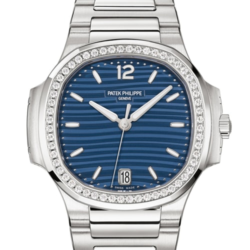 Pre-Owned Patek Philippe Nautilus 7118/1200A?001 Stainless Steel Blue Opalin