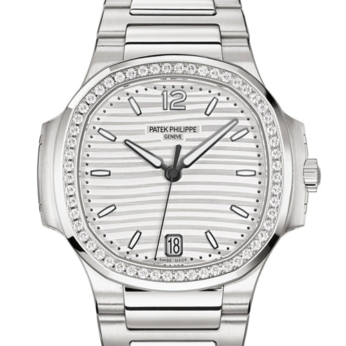 Pre-Owned Patek Philippe Nautilus 7118/1200A Stainless Steel Silver Opal