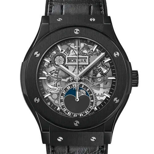 사전 소유의 Hublot Aero Fusion Moon Phase Black Magic 547.cx.0170.lr