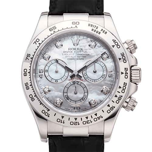 Pre-Owned Rolex Daytona 8P Diamond Black Leather Belt Black Shell 116519NG