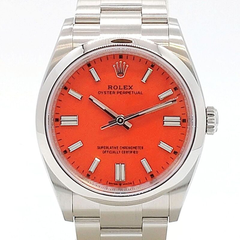 プレオウンド ロレックス オイスターパーペチュアル 126000 オイスターブレスレット コーラルレッド 36mm