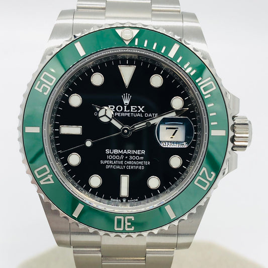 Pre-Owned Rolex Submariner Date 126610LV Oyster Bracelet Black Green