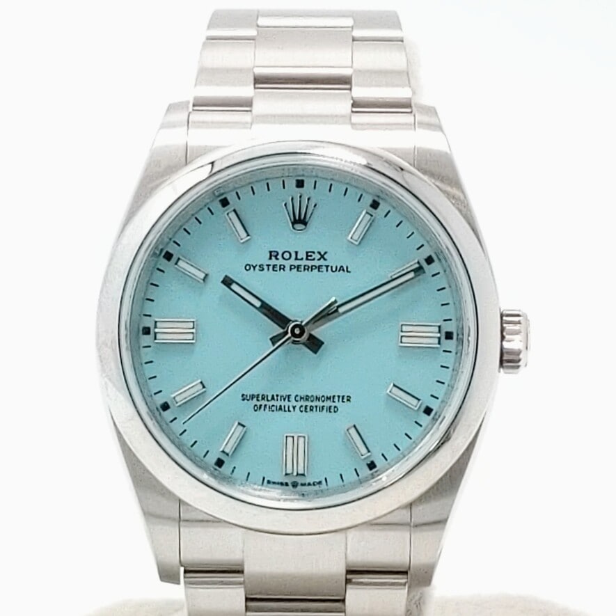 Pre-Owned Rolex Oyster Perpetual 126000 Oyster Bracelet Turquoise Blue
