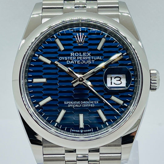 Pre-Owned Rolex Datejust 126200 Jubilee Fluted Motif Bright Blue