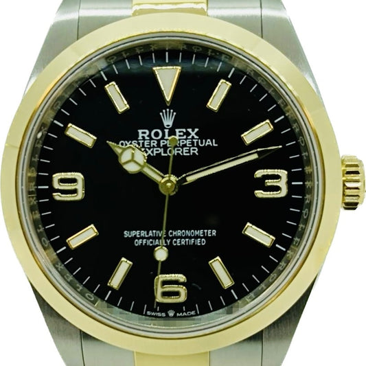 Pre-Owned Rolex Explorer I 124273 Oyster Steel & Yellow Gold
