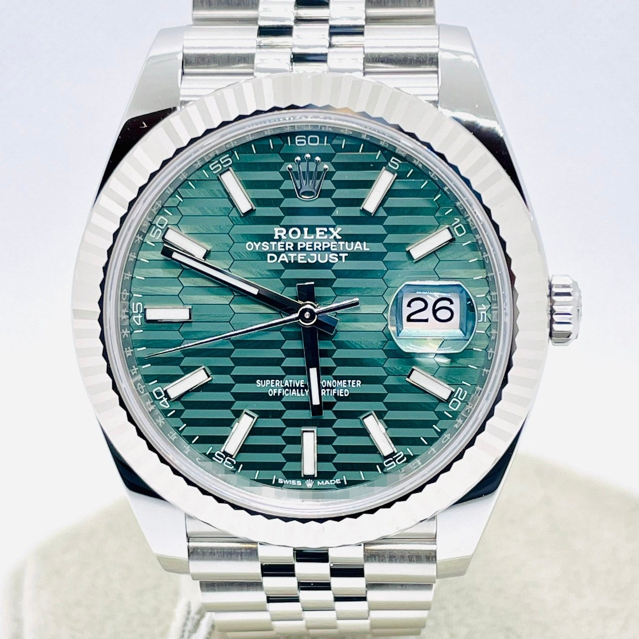 Pre-Owned Rolex Datejust 126334 Mint Green Fluted Motif