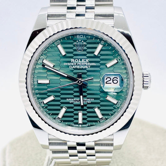Pre-Owned Rolex Datejust 126334 Mint Green Fluted Motif