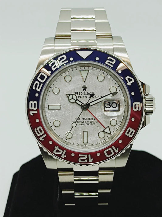 Pre-Owned Rolex GMT Master II 126719BLRO Oyster Bracelet Meteorite White Gold