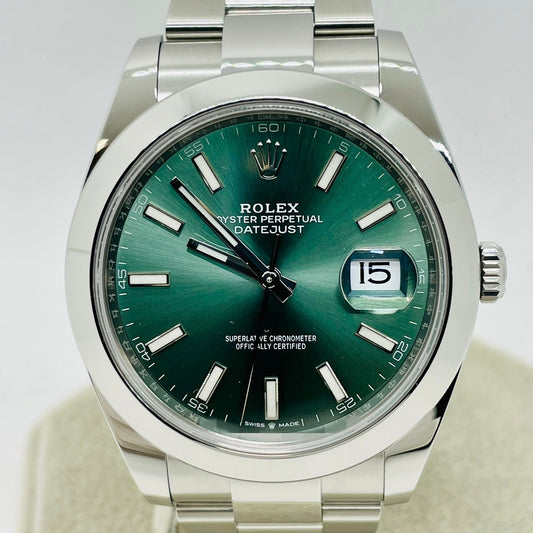 Pre-Owned Rolex Datejust 126300 Mint Green February 2023