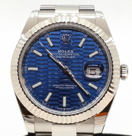 Pre-Owned Rolex Datejust 126334 Fluted motif Oyster bracelet Bright blue