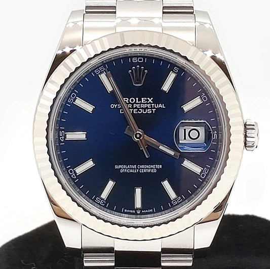 Pre-Owned Rolex Datejust 126334 Fluted motif Oyster bracelet Bright blue