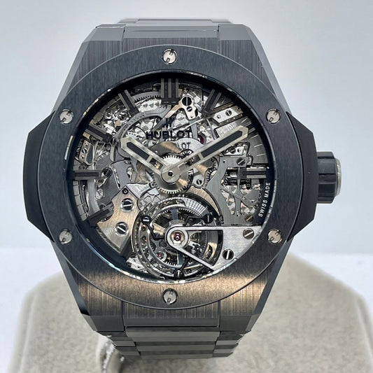Pre-Owned Hublot Big Bang Integrated Cathedral 458.CX.1170.CX.YOS Minute Repeater Tourbillon Black Ceramic 43mm
