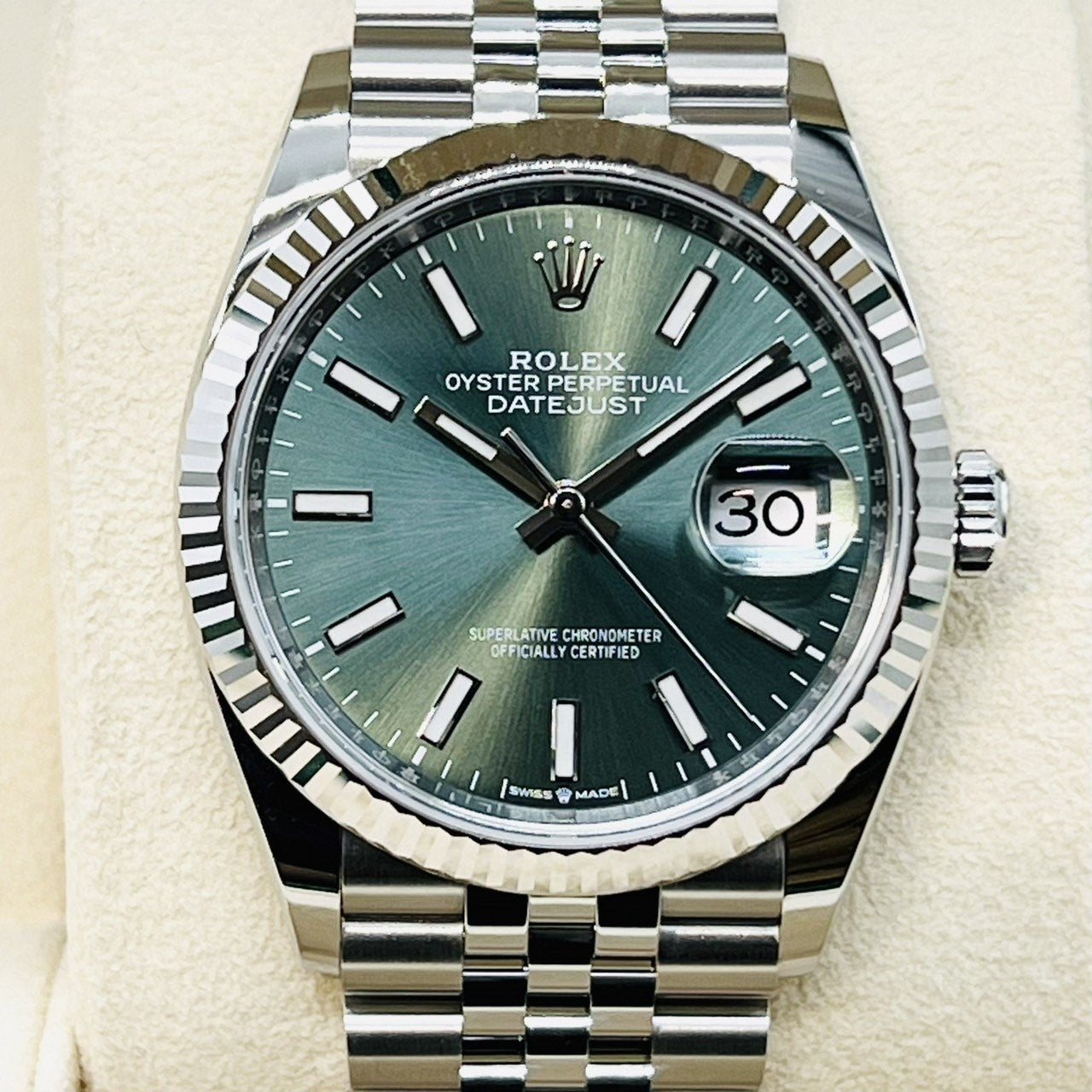 ★곧 크리스마스★롤렉스 날짜 주석 126234 민트 그린 쥬빌리 브레이슬릿 36mm