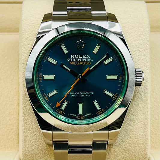 Pre-Owned Rolex Milgauss 116400GV Z Blue 40mm Oyster Bracelet
