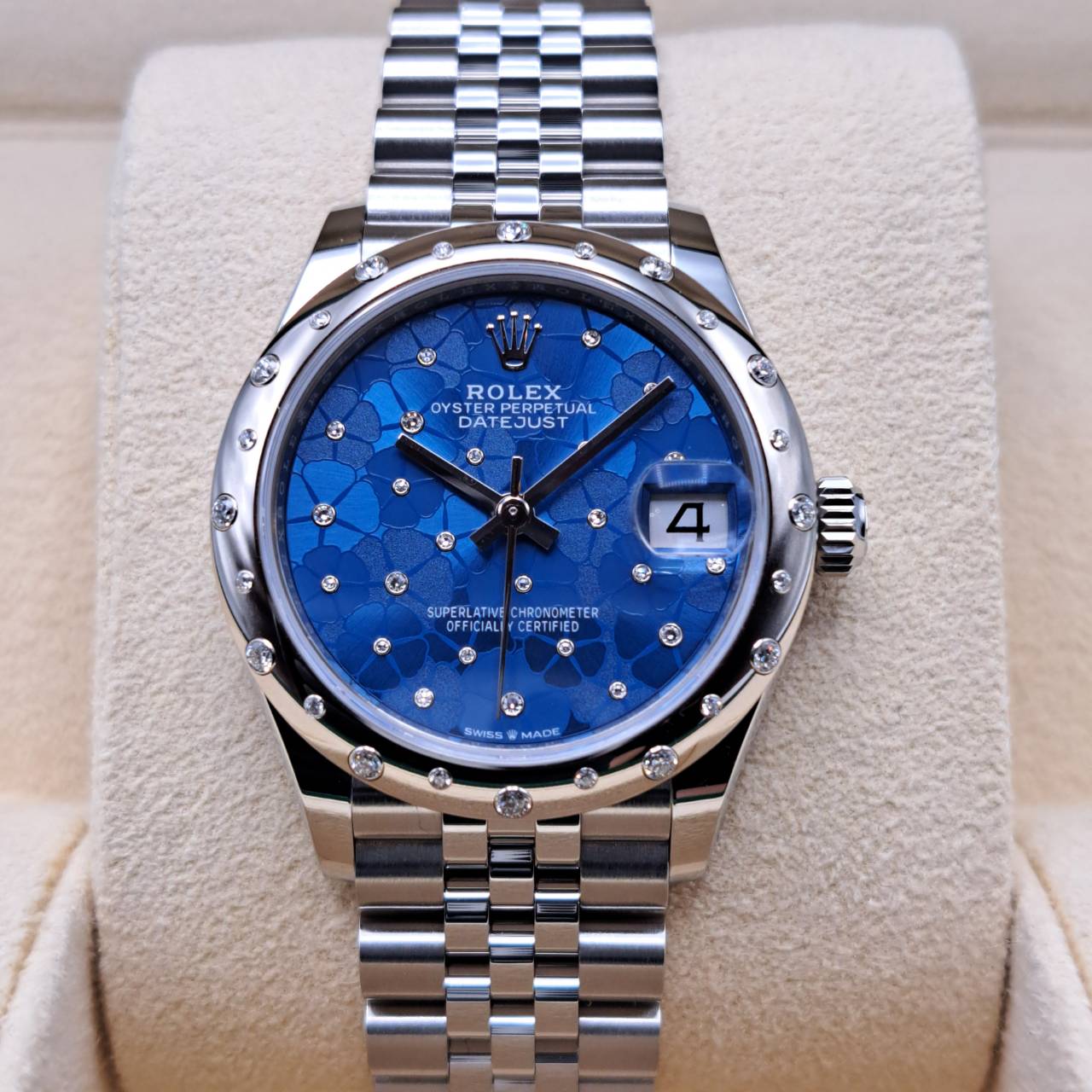ロレックス デイトジャスト 278344RBR アズーロブルー フローラルモチーフ ダイヤ入り ジュビリーブレス 31mm