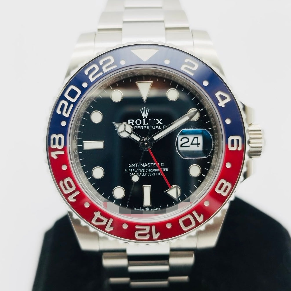 Pre-Owned Rolex GMT Master II 126710BLRO Oyster Bracelet Black Pepsi 40mm