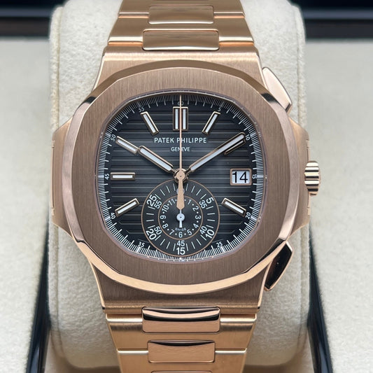 Pre-Owned Patek Philippe Nautilus 5980/1R-001 Rose Gold Black