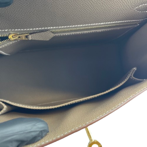 プレオウンド 【現金特価】エルメス ケリー25 エトゥープ エプソン ゴールド金具 W刻印