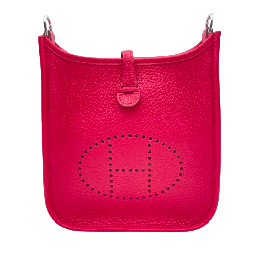 Pre-Owned Hermes Mini Evelyn TPM Rose Extreme Torillon Clemence Silver Fittings U Engraved