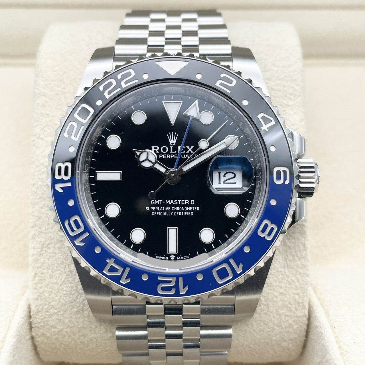 Pre-Owned Rolex GMT Master II 126710BLNR Jubilee Bracelet Black Batman 40mm