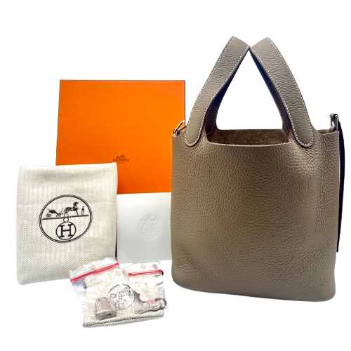 Hermes Picotin Lock PM Etoupe Torillon Clemence Silver Fittings w 새겨 져