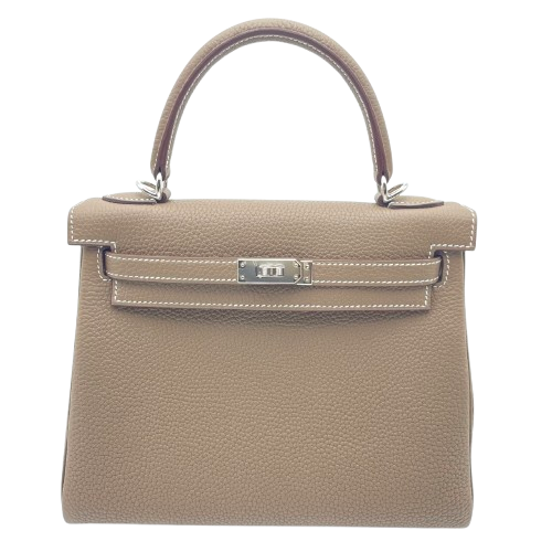 Pre-Owned Hermes Kelly 25 Etoup Togo Silver Fittings W Engraved