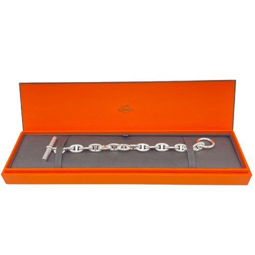 Pre-Owned Hermes Chaine Dunkle Bracelet MM Silver 925 15-panel