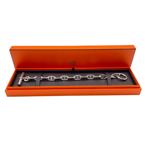 Pre-Owned Hermes Chaine Dunkle Bracelet GM Silver 925 14-panel
