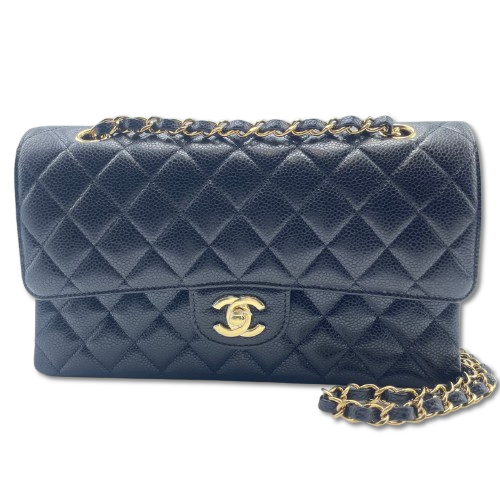 Pre-Owned Chanel Matelasse W25 Black Caviar Skin Gold Hardware