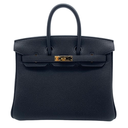Hermes Birkin 25 Noir Togo Gold 하드웨어 W는 새겨 져 있습니다