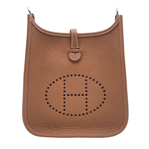 Pre-Owned Hermes Mini Evelyn TPM Gold Torillon Clemence Silver Metal Fittings W Engraved