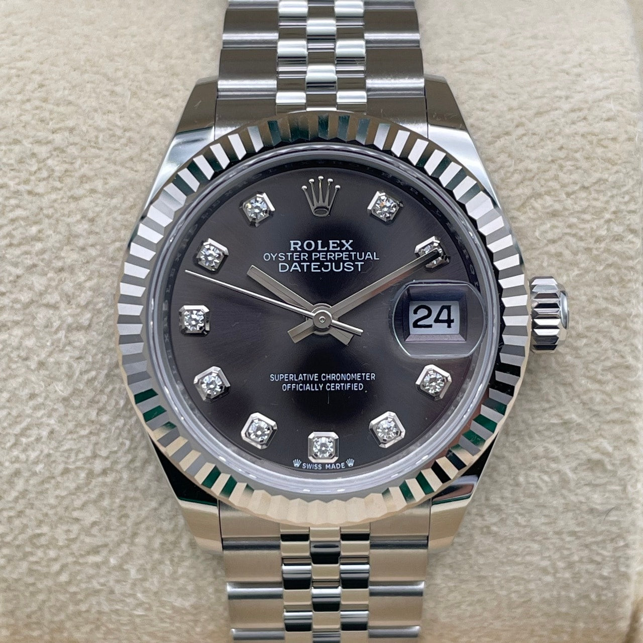 プレオウンド ロレックス デイトジャスト 279174G ダークグレー ステンレス+ホワイトゴールド ジュビリーブレス 10Pダイヤ 28mm