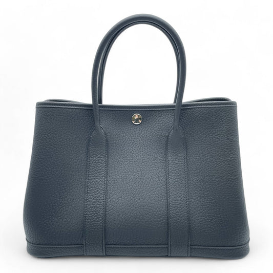 Pre-Owned Hermes Garden Party TPM Noir Negonda Silver Fittings W Engraved