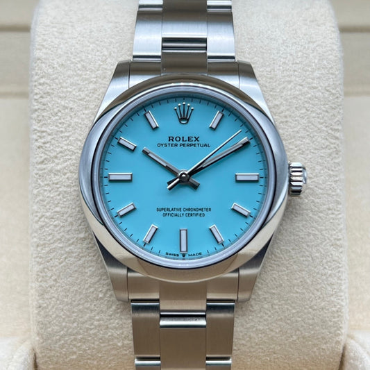 Pre-Owned Rolex Oyster Perpetual 277200 Turquoise Blue Stainless Steel 31mm