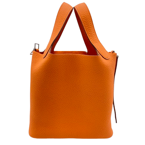 Hermes Picotin Lock PM Orange Torillon Clemence Silver Metal Fittings w 새겨 져
