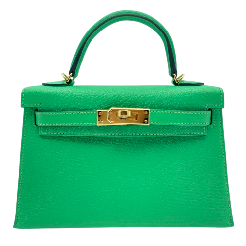 Pre-Owned Hermes Mini Kelly Veil Comic Chevre Gold Hardware B Engraved