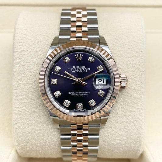 Pre-Owned Rolex Datejust 279171 Stainless Steel/Everose Gold Aubergine 28mm