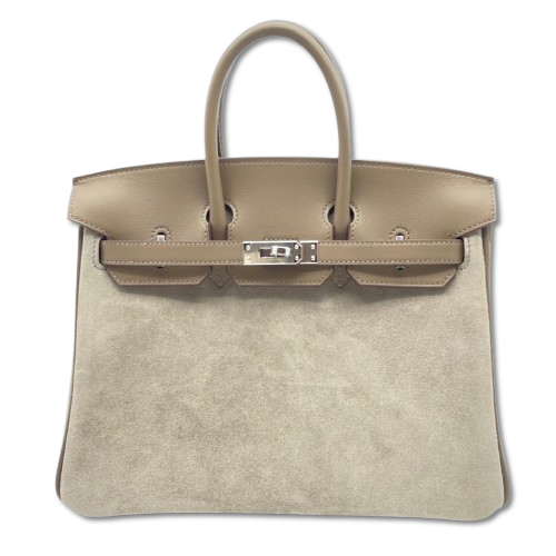 Hermes Birkin 25 Etoop Swift/Grizzly Silver Fittings W Engraved