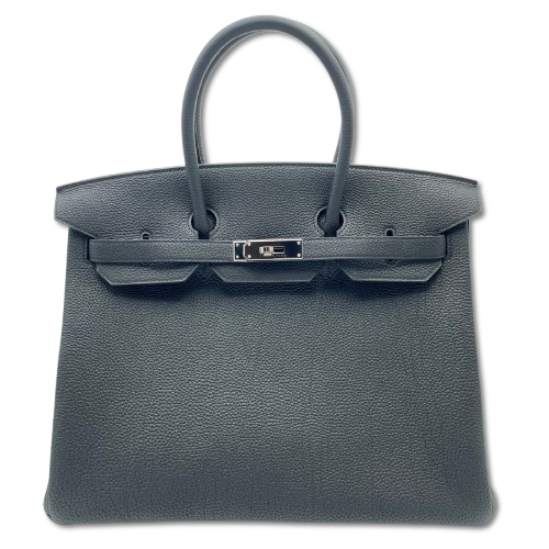 Pre-Owned Hermes Birkin 35 Noir Togo Silver Metal Fittings W Engraved